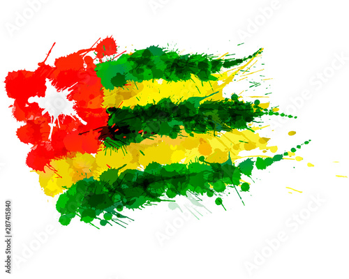 Flag of Togolese Republic made of colorful splashes