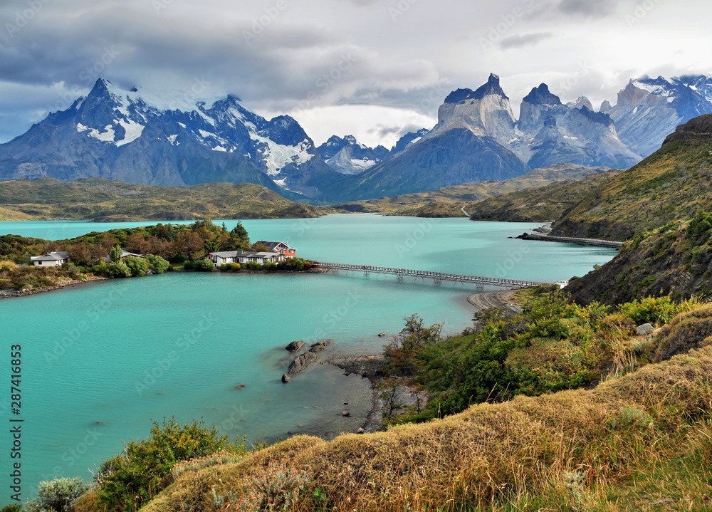 Torres del Paine. Patagonia mountains and lake. Chile