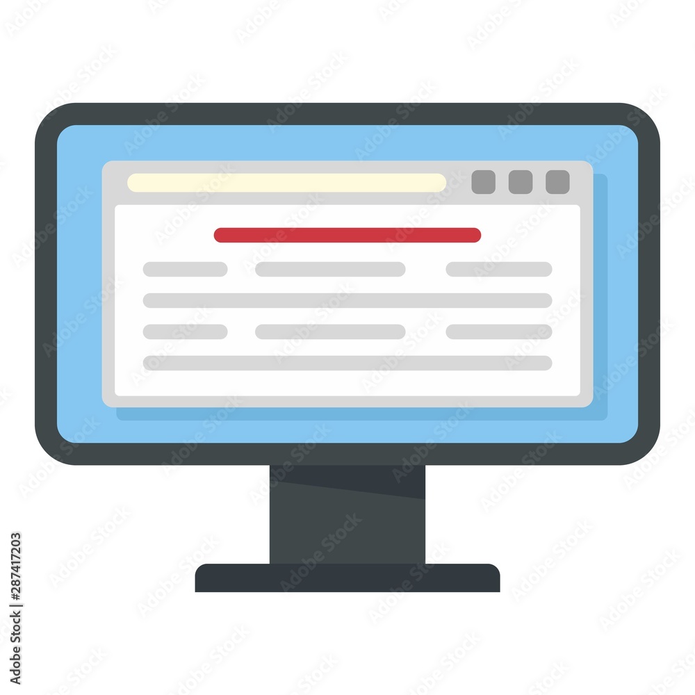 Computer monitor icon. Flat illustration of computer monitor vector icon for web design Computer monitor icon. Flat illustration of computer monitor vector icon for web design
