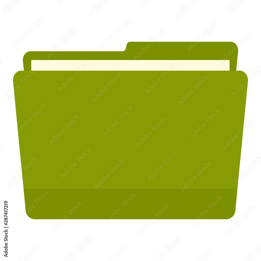 Green file folder icon. Flat illustration of green file folder vector ...