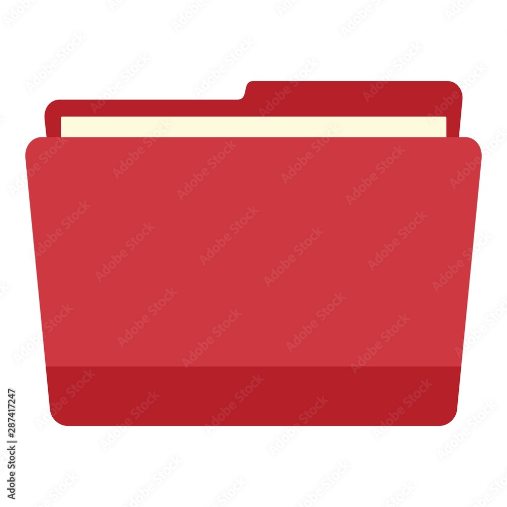 Vetor de Red pc file folder icon. Flat illustration of red pc file ...