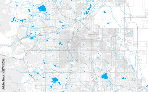Rich detailed vector map of Denver, Colorado, U.S.A.