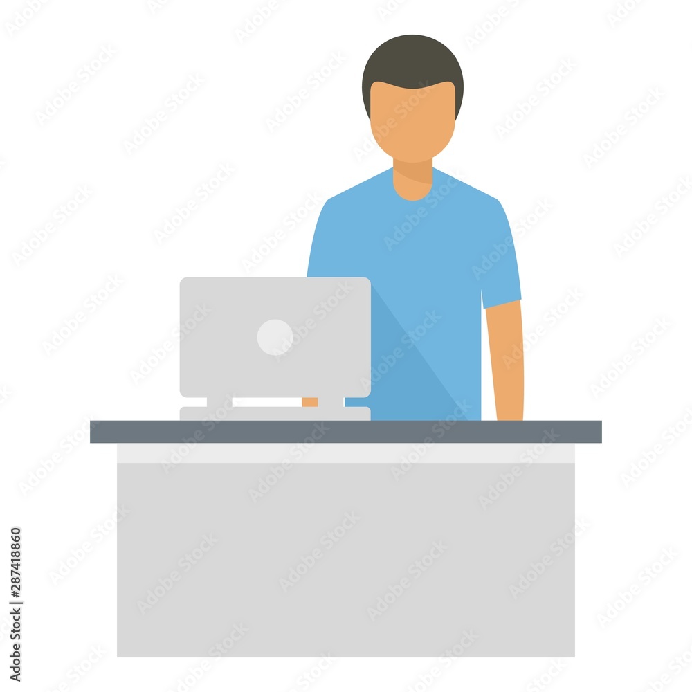 Laptop seller icon. Flat illustration of laptop seller vector icon for web design Laptop seller icon. Flat illustration of laptop seller vector icon for web design