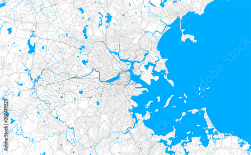 Rich detailed vector map of Boston  Massachusetts  U.S.A.