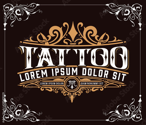 Vintage template with floral elements