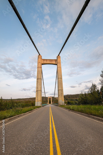 The Peace River Suspension Bridge in Hudson's Hope, British Columbia, Canada