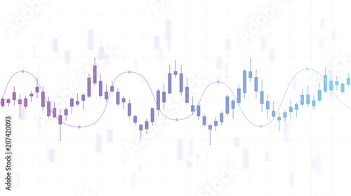 abstract financial chart with candlestick graph in stock market on white color background