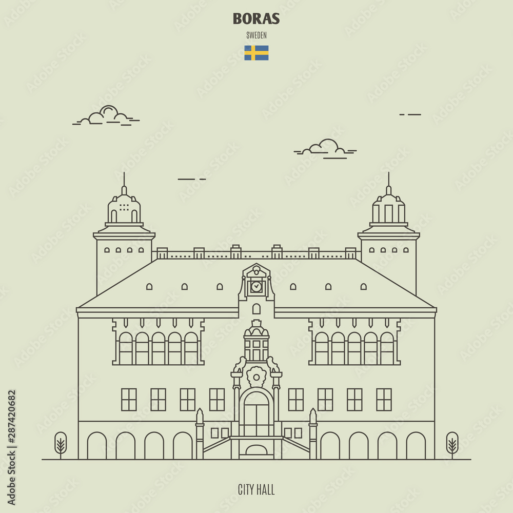 City Hall in Boras, Sweden. Landmark icon