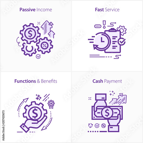 flat design icon passive income / Fast Service / Functions & Benefits / Cash payment