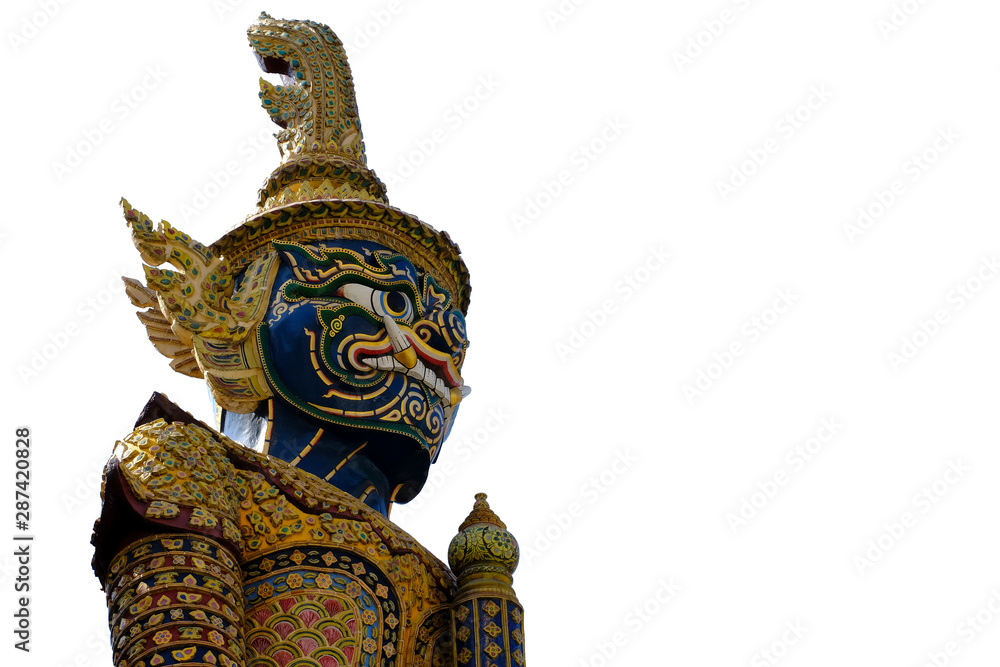 Giant sculpture Thai style on white background for create picture.