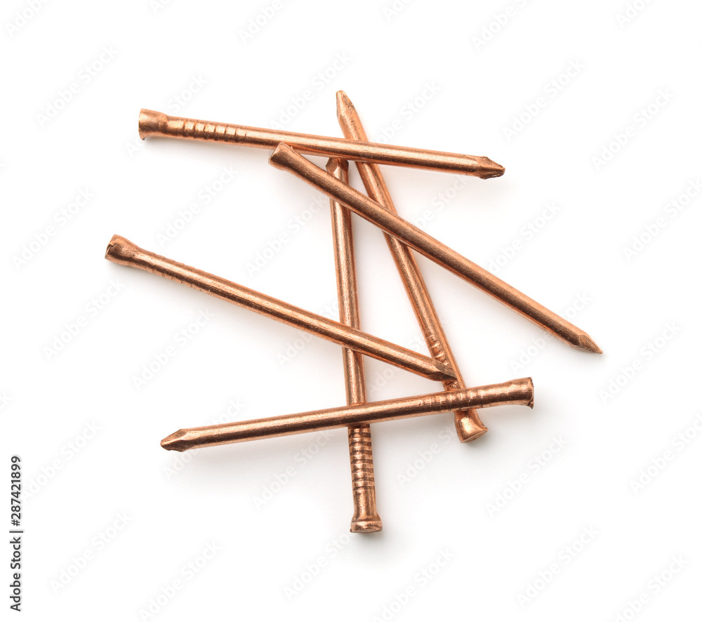 Top view of lost head copper nails Top view of lost head copper nails