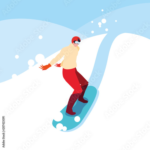 man practicing snowboard sport extreme