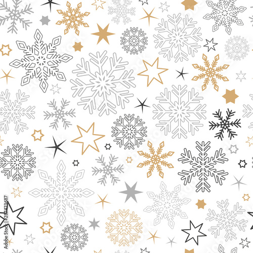 seamless pattern snowflake background in gold and silver colors vector illustration EPS10