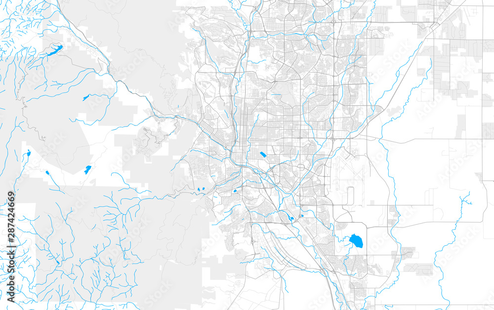 Obraz premium Rich detailed vector map of Colorado Springs, Colorado, U.S.A.