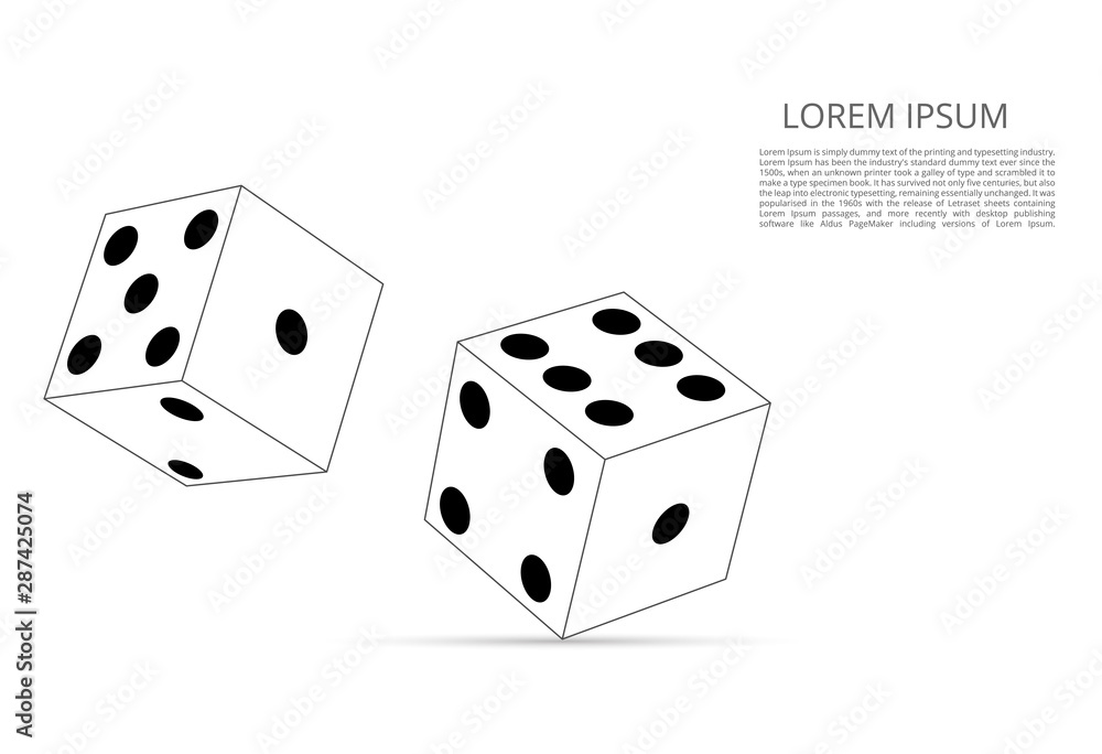 Abstract design of dice in flight. The concept of casino gambling. Gray lines, shapes and points. Abstract design of dice in flight. The concept of casino gambling. Gray lines, shapes and points.