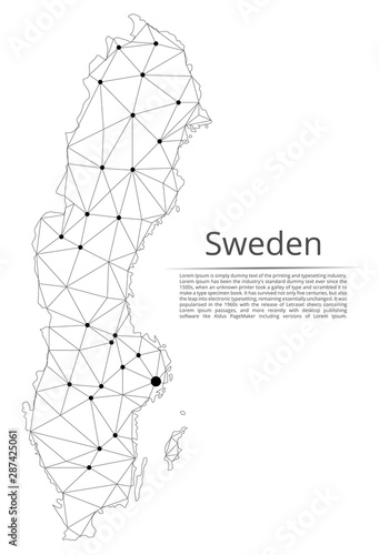 Obraz na plátne Sweden communication network map