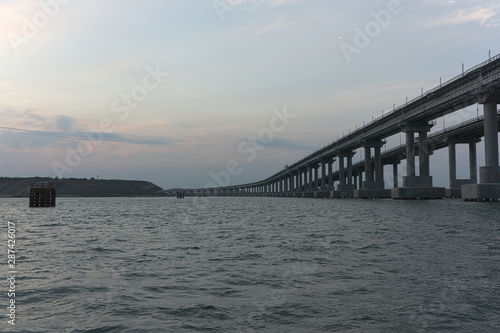 Bridge from mainland russia to the crimean peninsula, the bridge can be used by car and train and can be passed at the chain bridge part © Fizzl