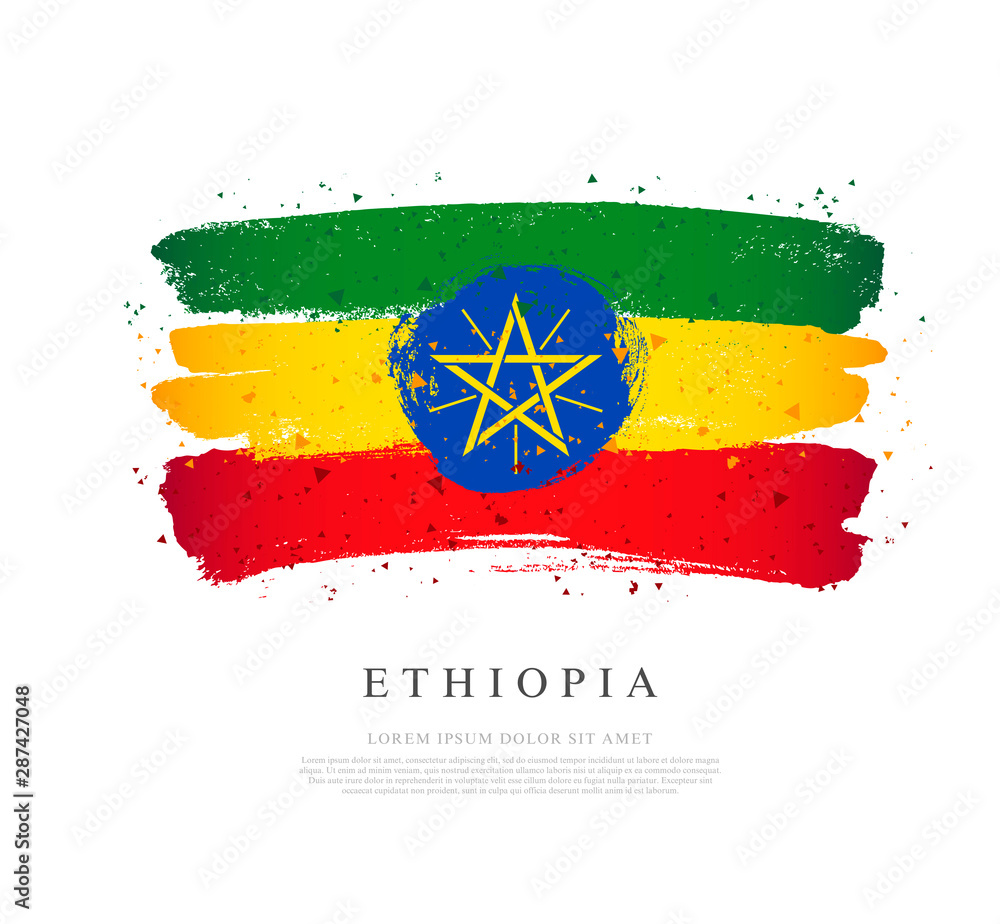 Obraz premium Ethiopia flag in the shape of a big circle.