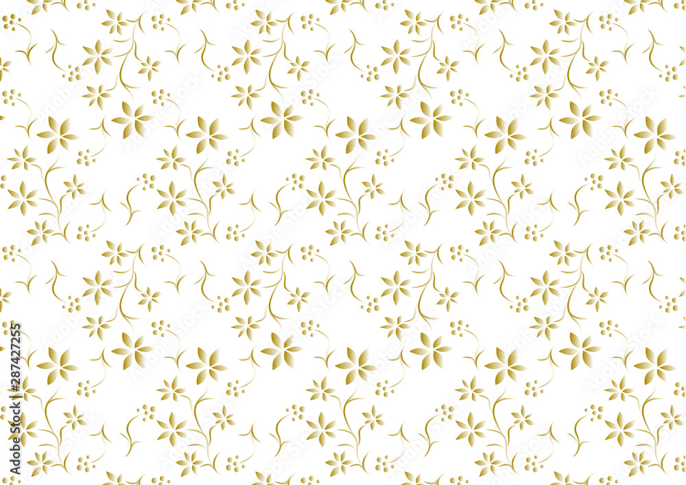 花模様の背景イラスト: 金色グラデーション 花模様の背景イラスト: 金色グラデーション