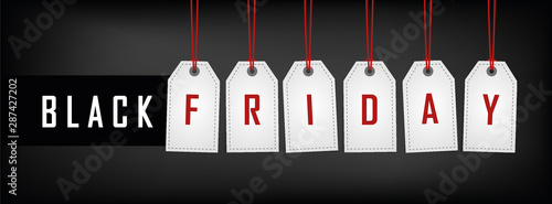 black friday promotion hanging label on dark background background vector illustration EPS10