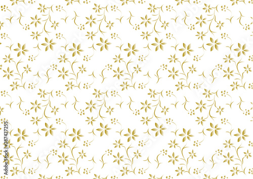 花模様の背景イラスト: 金色グラデーション