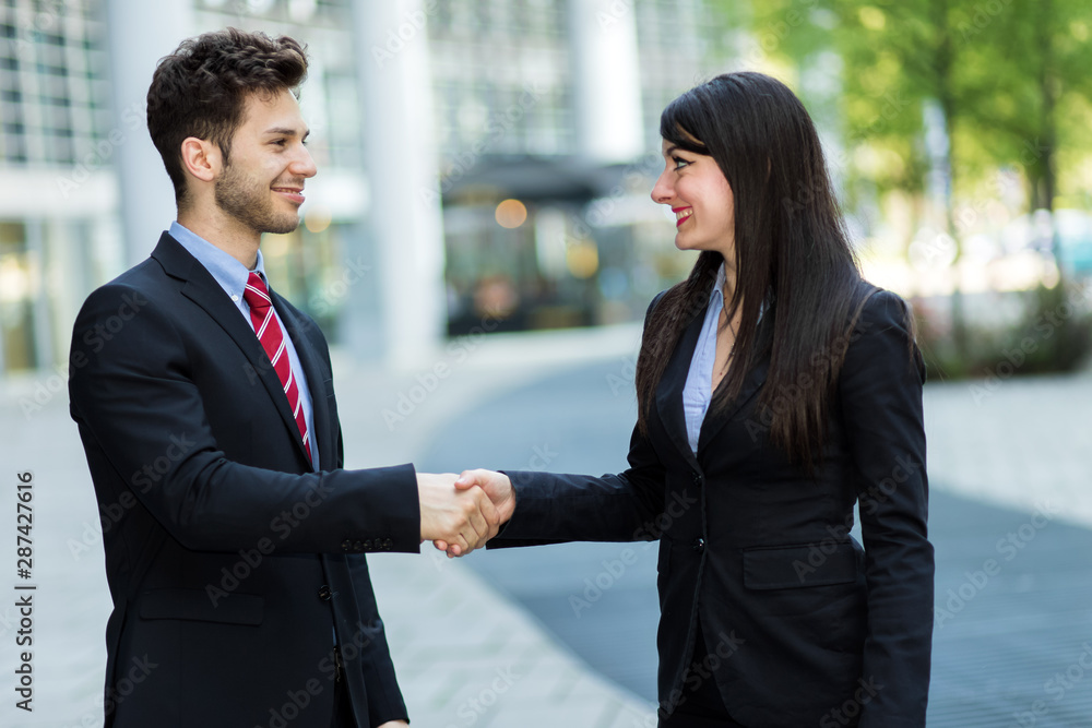 Handshake between business people outdoor