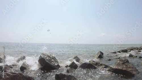 Sailing man over the sea
