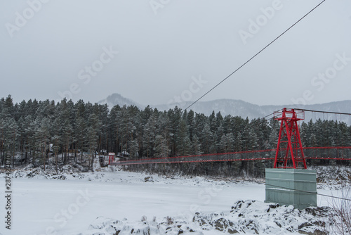 Suspension hanging bridge a...