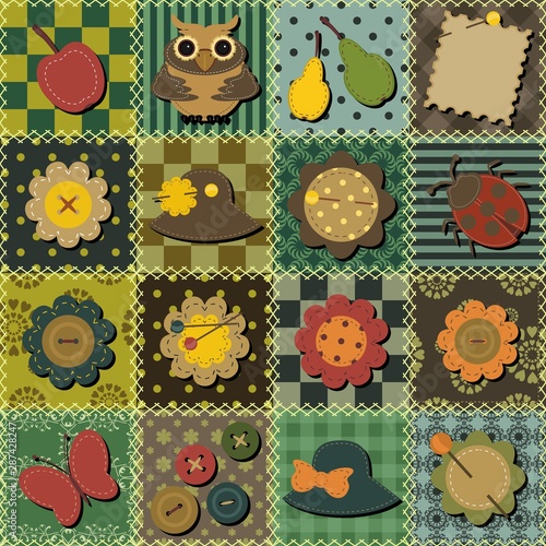 patchwork background with different patterns photo