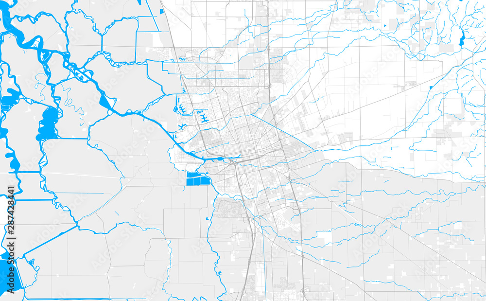 Rich detailed vector map of Stockton, California, U.S.A.