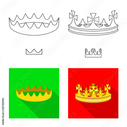 Vector illustration of medieval and nobility symbol. Set of medieval and monarchy vector icon for stock.