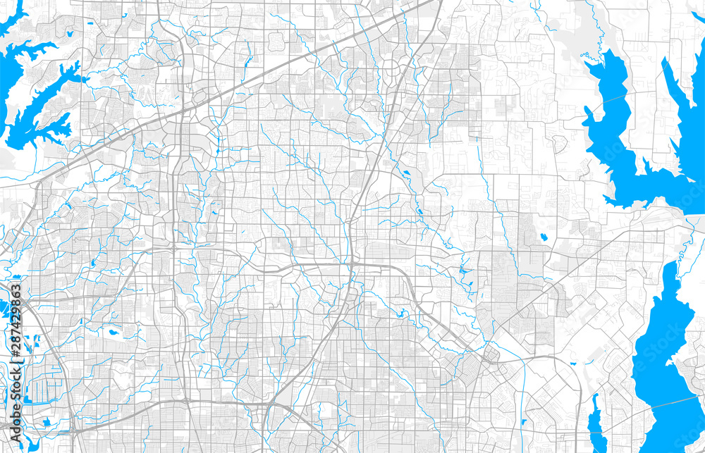 Rich detailed vector map of Plano, Texas, U.S.A.