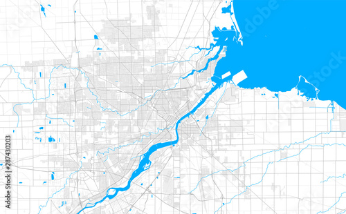 Rich detailed vector map of Toledo, Ohio, U.S.A.