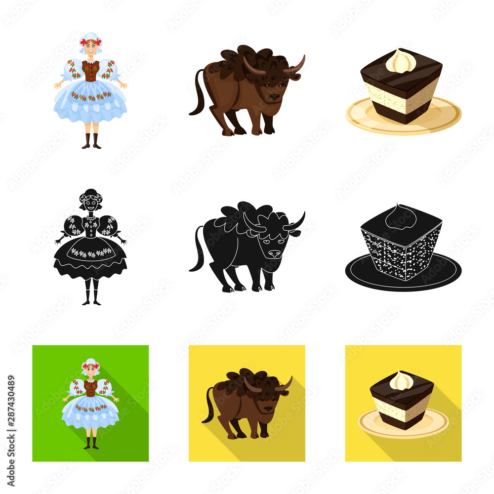 Obraz premium Isolated object of traditional and tour logo. Set of traditional and landmarks vector icon for stock.