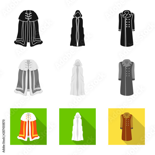 Isolated object of material and clothing symbol. Set of material and garment stock symbol for web.