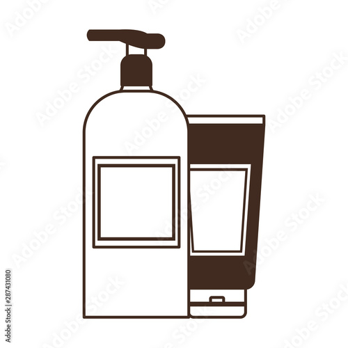 silhouette of pet grooming containers on white background