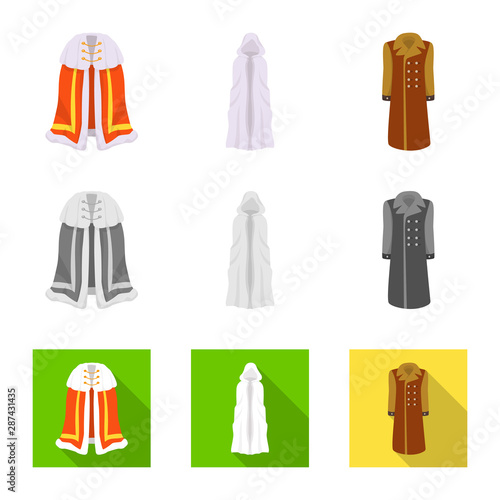 Vector illustration of material and clothing sign. Collection of material and garment stock vector illustration.