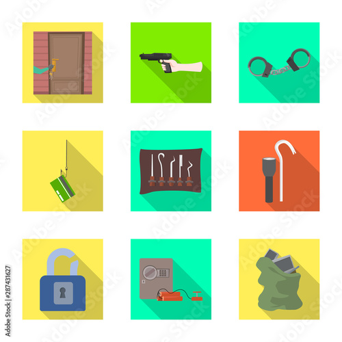 Vector design of crime and steal symbol. Set of crime and villain stock symbol for web.