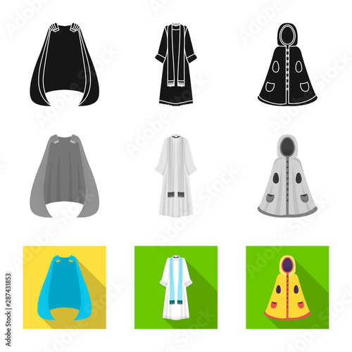 Isolated object of material and clothing icon. Collection of material and garment stock vector illustration.