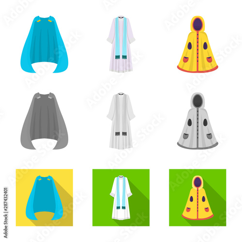 Vector illustration of material and clothing icon. Collection of material and garment stock vector illustration.