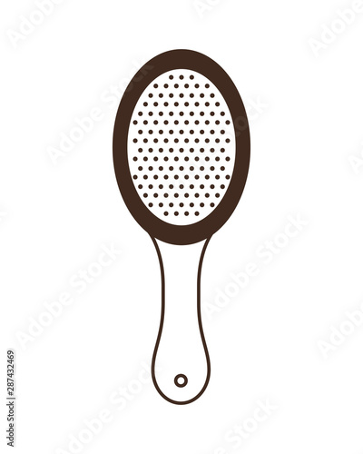 silhouette of cute hairbrush on white background