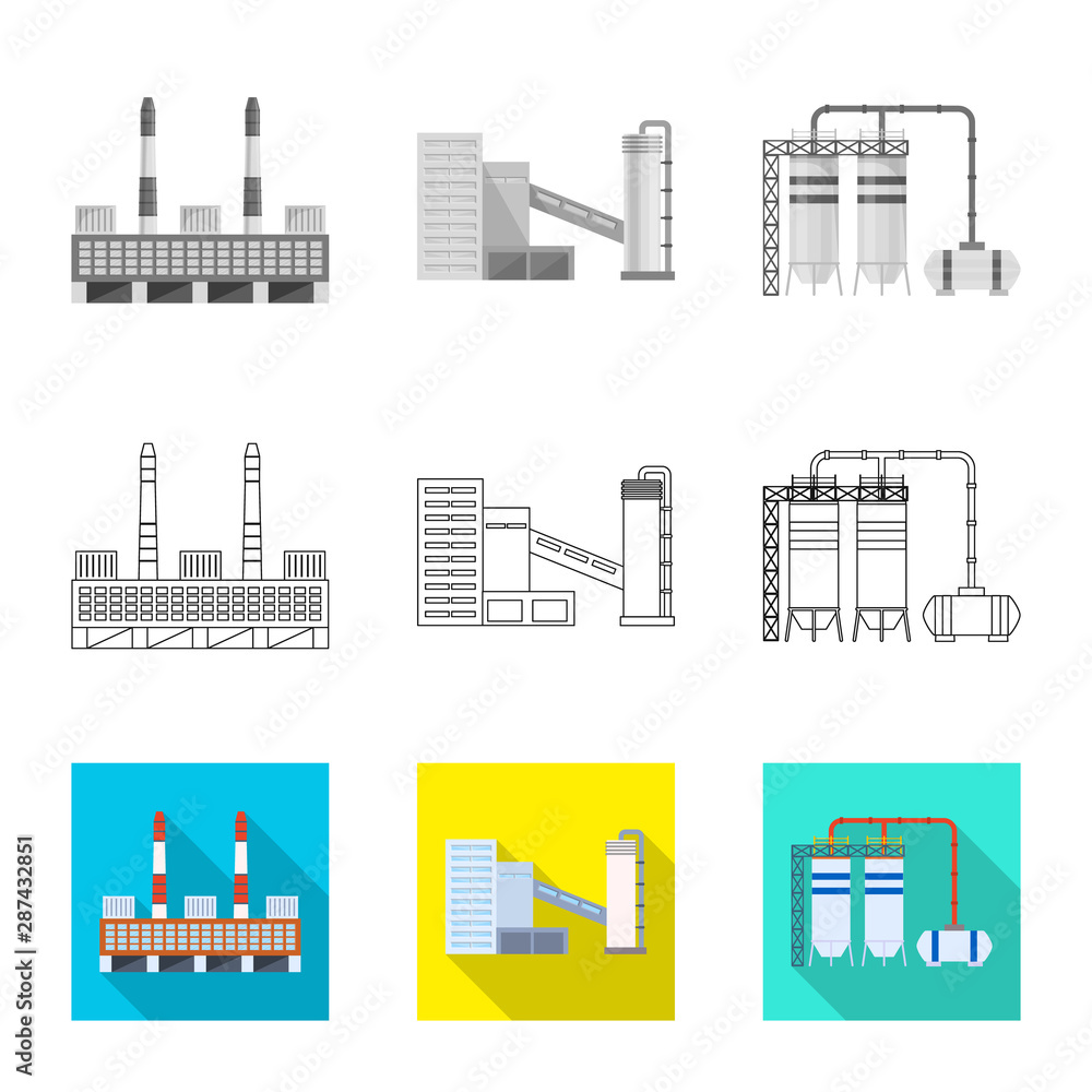 Isolated object of production and structure sign. Set of production and technology vector icon for stock.