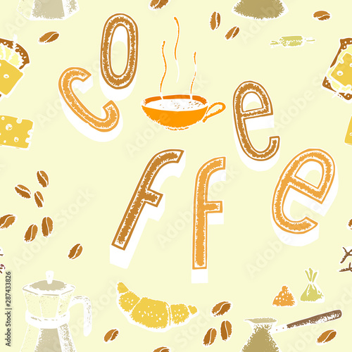 Coffee seamless patern hand drawn