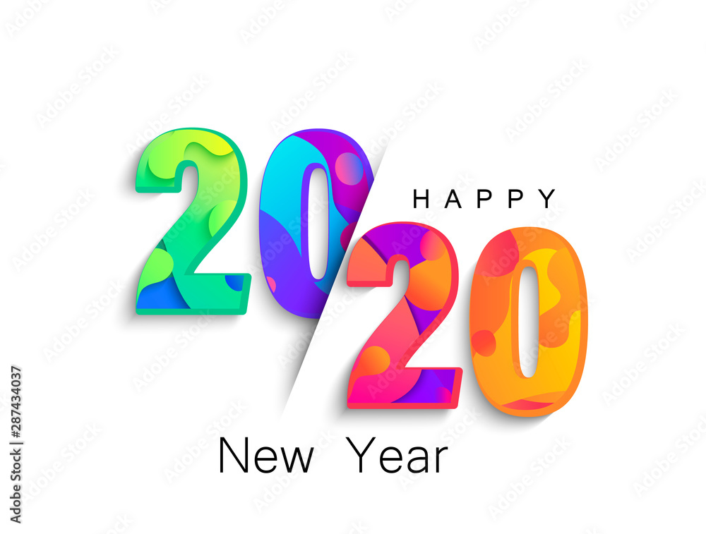 2020 New Year colour banner, logo for your seasonal holidays flyers, greetings and invitations, christmas themed congratulations and cards.Template for brochures, business diaries.Vector illustration. 2020 New Year colour banner, logo for your seasonal holidays flyers, greetings and invitations, christmas themed congratulations and cards.Template for brochures, business diaries.Vector illustration.