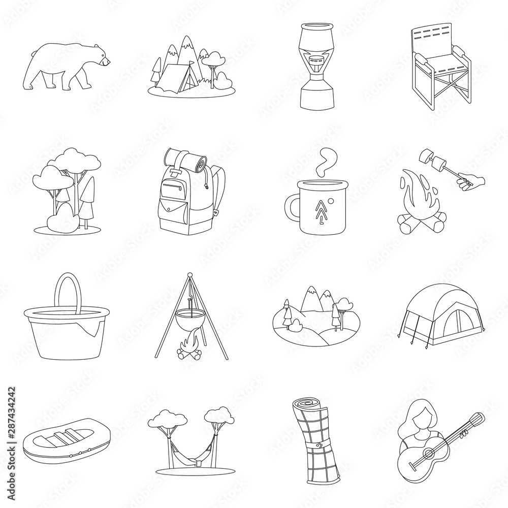 Fototapeta premium Isolated object of hobby and travel logo. Collection of hobby and tourism stock vector illustration.
