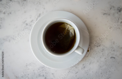 Top view of a cup of tea