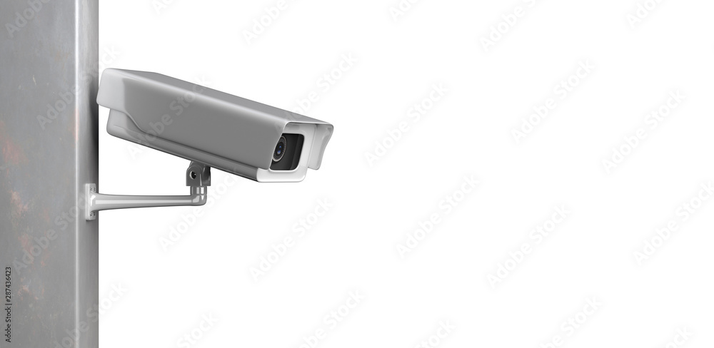 Surveillance cam,  CCTV system isolated on white background. 3d illustration