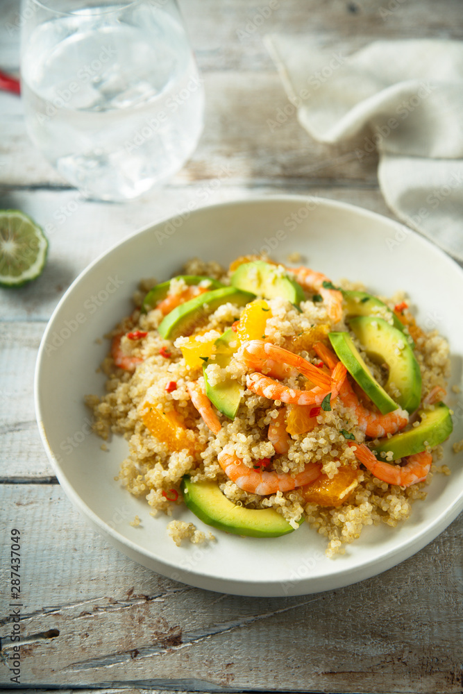 Quinoa with shrimps and avocado Quinoa with shrimps and avocado