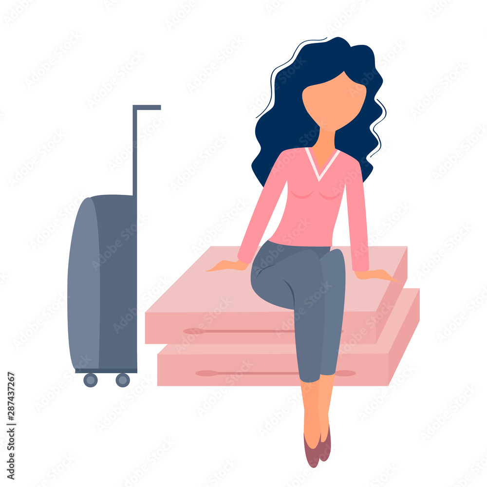 girl with suitcases