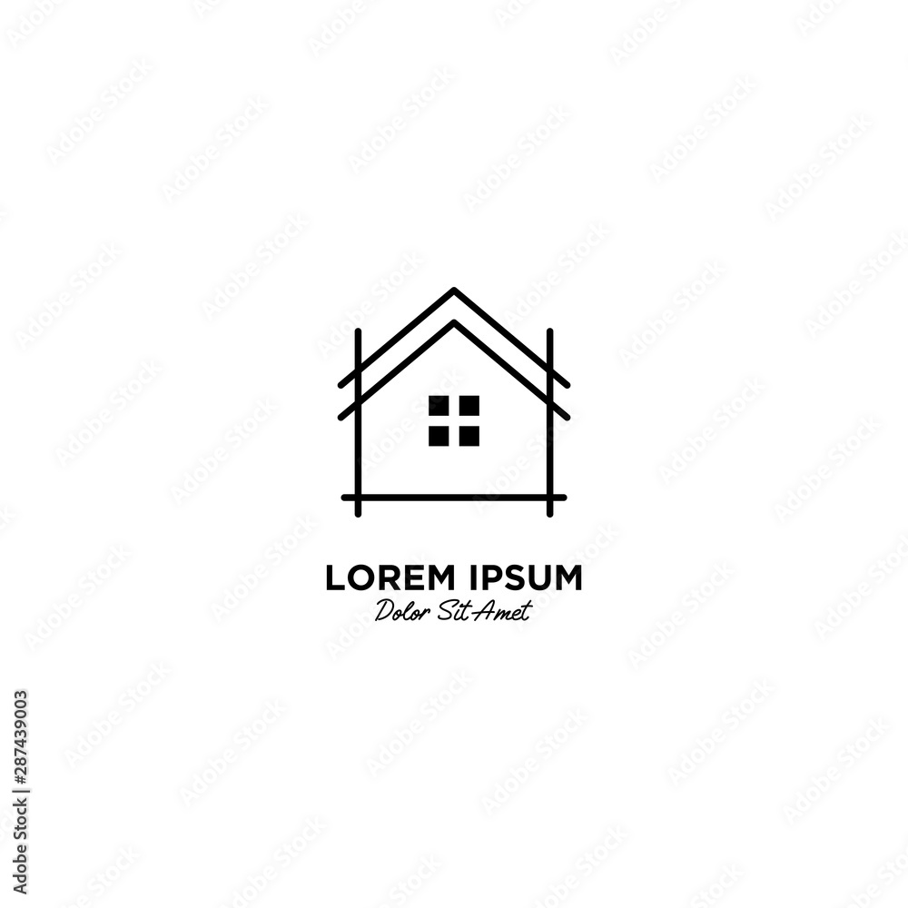House / Home logo vector icon illustration line outline monoline